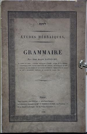 Imagen del vendedor de tudes Hbraiques. Grammaire. a la venta por Antiquariat  Braun