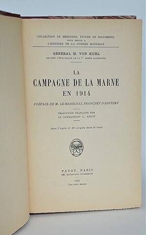 Imagen del vendedor de La campagne de la Marne en 1914 a la venta por Librairie Raimbeau