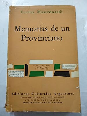 Imagen del vendedor de Memorias de un provinciano a la venta por Libros nicos