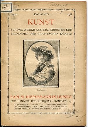 Image du vendeur pour Kunst. Schne Werke aus den Gebieten der bildenden und graphischen Knste. Katalog 478, 1920 mis en vente par Antikvariat Valentinska