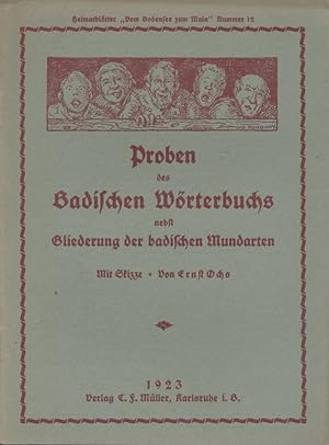 Bild des Verkufers fr Proben des Badischen Wrterbuchs nebst Gliederung der badischen Mundarten. zum Verkauf von Antiquariat Kaner & Kaner GbR