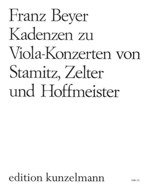 Bild des Verkufers fr Kadenzen zu Viola-Konzerten von Stamitz, Zelter und Hoffmeister zum Verkauf von Smartbuy