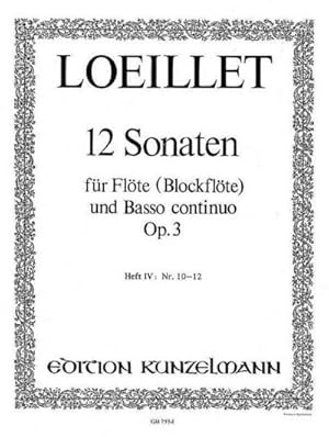 Bild des Verkufers fr 12 Sonaten op.3 Band 4 (Nr.10-12)fr Flte und Bc zum Verkauf von Smartbuy