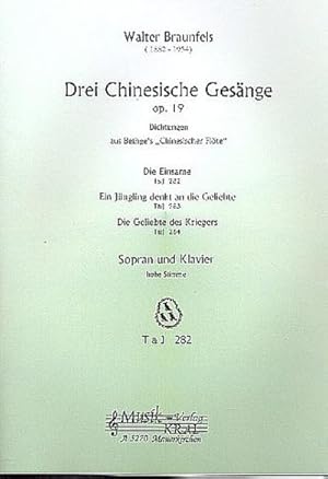 Immagine del venditore per 3 chinesische Gesnge op.19fr hohe Singstimme und Klavier venduto da Smartbuy