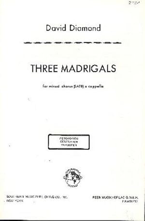 Bild des Verkufers fr 3 Madrigalsfor mixed chorus a cappella : score zum Verkauf von Smartbuy