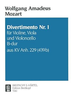 Bild des Verkufers fr Divertimento Nr.1 B-Dur KV Anh.IV:229für Streichtrio : 3 Stimmen zum Verkauf von Smartbuy