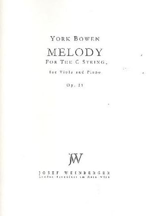 Bild des Verkufers fr Melody for the C String op. 51for viola and piano zum Verkauf von Smartbuy