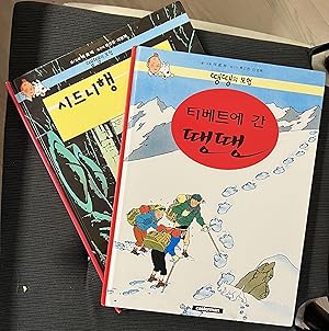 Set of 2 Tintin books: Tintin in Tibet and Flight 714 to Sydney in Korean from South Korea. Tinti...