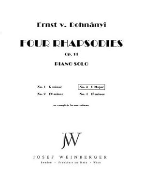 Bild des Verkufers fr 4 Rhapsodies op.11 no.3 C Majorfor piano zum Verkauf von Smartbuy