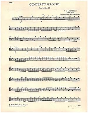 Bild des Verkufers fr Concerto grosso c-Moll op.1,11fr Streicher und Cembalo : Viola zum Verkauf von Smartbuy