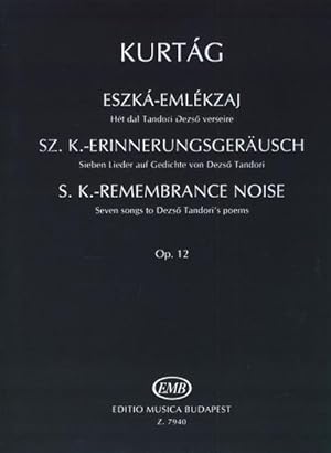 Bild des Verkufers fr Sz.K.-Erinnerungsgerusch op.12fr Gesang und Violine : Partitur und Stimme (dt/en/ung) zum Verkauf von Smartbuy