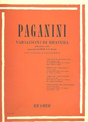 Bild des Verkufers fr Variazioni di bravura sulla quartacorda sopra temi del mose di : Rossini per violino e pianoforte zum Verkauf von Smartbuy