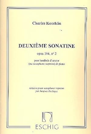 Bild des Verkufers fr Sonatine op.194,2 pour hautbois d'amour(saxophone soprano) et piano : partie saxophone soprano zum Verkauf von Smartbuy