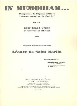 Bild des Verkufers fr In memoriam op.33 pour orgue(cuivres ad lib) : orgue zum Verkauf von Smartbuy