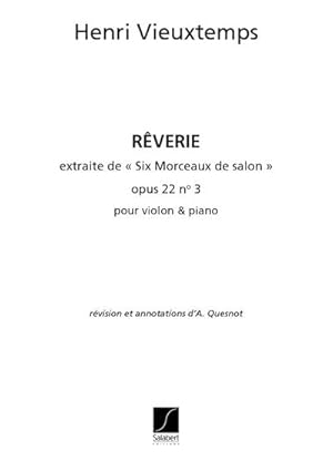 Bild des Verkufers fr Reverie op.22,3pour violon et piano zum Verkauf von Smartbuy