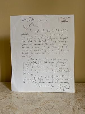 Seller image for Edward Chad Varah | Hand Written Letter (Signed) for sale by Little Stour Books PBFA Member