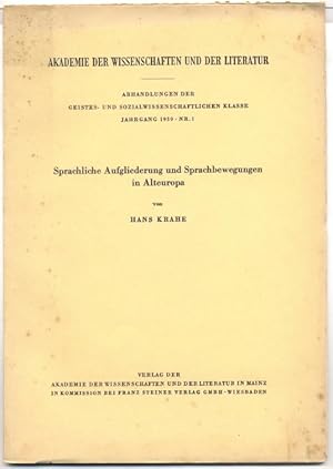 Bild des Verkufers fr Sprachliche Aufgliederung und Sprachbewegungen in Alteuropa. zum Verkauf von Johann Nadelmann Antiquariat