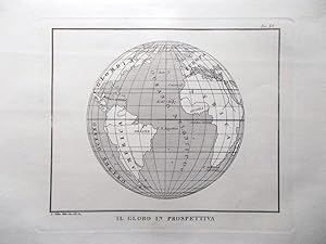 Stampa Antica Originale Il Globo in prospettiva periodo 1835-1845