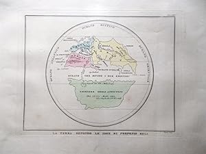 Stampa Antica Originale La Terra secondo le idee di Pomponio Mela del 1835-1845