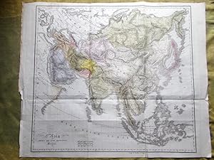 Mappa Antica Originale a Colori L'Asia e i suoi principali Stati del 1800-1850