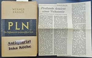PLN : Die Passionen der halykonischen Seele - Roman + Zeitungsausschnitt über das Buch -