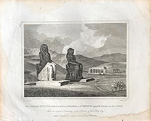 Bild des Verkufers fr The Colossal Statues with the Ruins of the Palace of Memnon Oposite Carnac on the Nile. Original copper Engraving zum Verkauf von Meiwes
