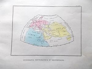 Stampa Antica Originale Geografia Sistematica di Eratostene del 1835-1845