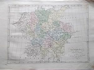 Mappa Antica Originale a Colori La Germania divisa nei suoi circoli del 1839