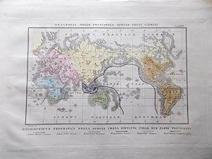 Stampa Antica Originale Mappa Geografica Specie Umana Animale periodo 1835-1845