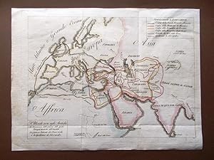 Mappa Antica Originale a Colori Il Mondo noto agli Antichi periodo 1835-1845