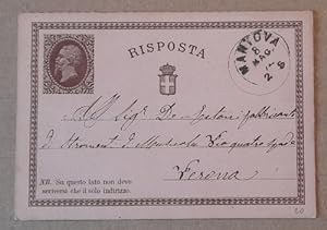 Ganzsache Riposta Königreich Italien mit Stempel 8 Maggio (Mai) 1874 datiert adressiert nach Vero...