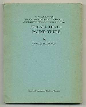 Immagine del venditore per For All That I Found There venduto da Between the Covers-Rare Books, Inc. ABAA