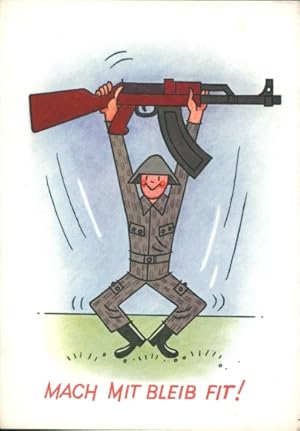 Künstler Ansichtskarte / Postkarte Berein, Harry, DDR, NVA Soldat, Mach mit bleib fit