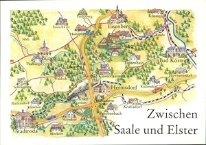 Landkarten Künstler Ansichtskarte / Postkarte Graichen, Zwischen Saale und Elster, Hermsdorf, Kös...