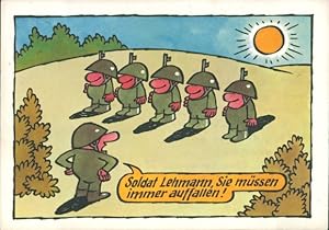 Künstler Ansichtskarte / Postkarte Moese, Willi, Karikatur NVA Soldaten, Soldat Lehmann, Sie müss...