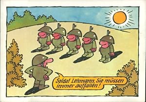 Künstler Ansichtskarte / Postkarte Moese, Willi, Karikatur NVA Soldaten, Soldat Lehmann, Sie müss...