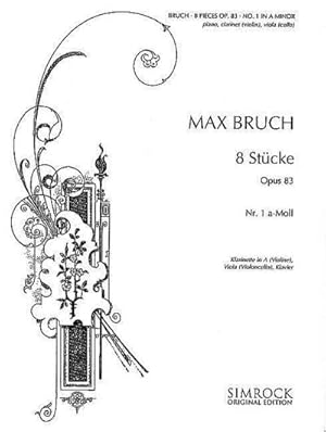 Bild des Verkufers fr Nr.1 a-moll, aus Acht Stcke: op. 83/1. Violine (Klarinette), Viola (Violoncello) und Klavier. Stimmensatz. : Stimmen-Set zum Verkauf von AHA-BUCH