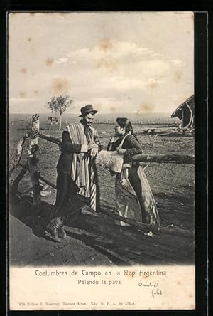 Postcard Argentina, Costumbres de Campo, Pelando la pava