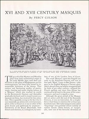 Imagen del vendedor de Sixteenth and Seventeenth Century Masques. An original article from The Connoisseur, 1938. a la venta por Cosmo Books