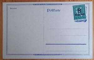 Ganzsache / Postkarte mit DR 75Pf (nur noch min. sichtbar) mit überklebter Briefmarke Notausgabe ...