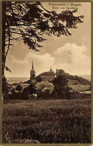 Bild des Verkufers fr Ansichtskarte / Postkarte Frauenstein im Erzgebirge, Blick vom Sandberg, Kirche zum Verkauf von akpool GmbH