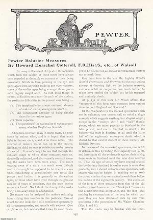Seller image for Pewter Baluster Measures. An original article from The Connoisseur, 1919. for sale by Cosmo Books