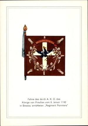 Ansichtskarte / Postkarte Fahne Regiment Pionnier, errichtet in Breslau 1742