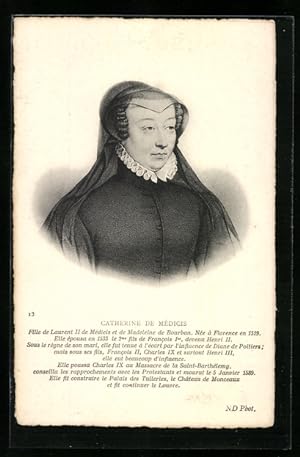 Image du vendeur pour Carte postale Catherine De Mdicis von Frankreich mis en vente par Bartko-Reher