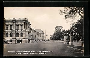 Ansichtskarte Colombo, Queen`s Street showing G. P. O. and entrance to Queen`s House
