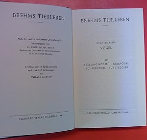 Imagen del vendedor de Brehms Tierleben. Neunter (9.) Band - Vgel IV: Sperrlingsvgel II, Girrvgel, Scharrvgel, Kurzflgler a la venta por biblion2