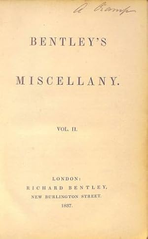 Bild des Verkufers fr Bentley's Miscellany Volumes 2,3,4 and 5 zum Verkauf von WeBuyBooks