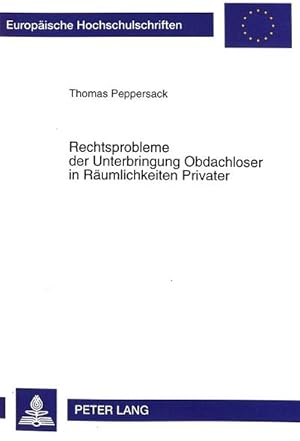 Imagen del vendedor de Rechtsprobleme der Unterbringung Obdachloser in Rumlichkeiten Privater a la venta por BuchWeltWeit Ludwig Meier e.K.