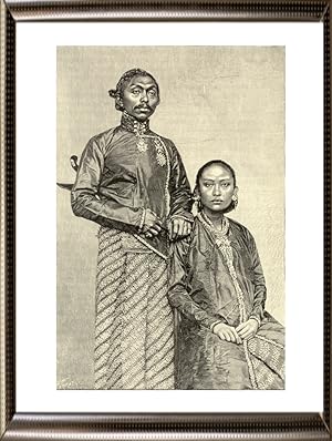 Emperor and Empress of Surakarta ,1800s Antique print