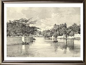 1800s Antique print of the Genting Bridge in Surabaya